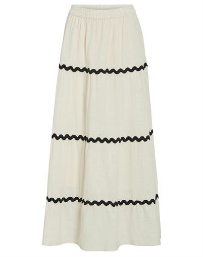 Vila - Manda Wavy Maxi Nederdel - Birch/Black